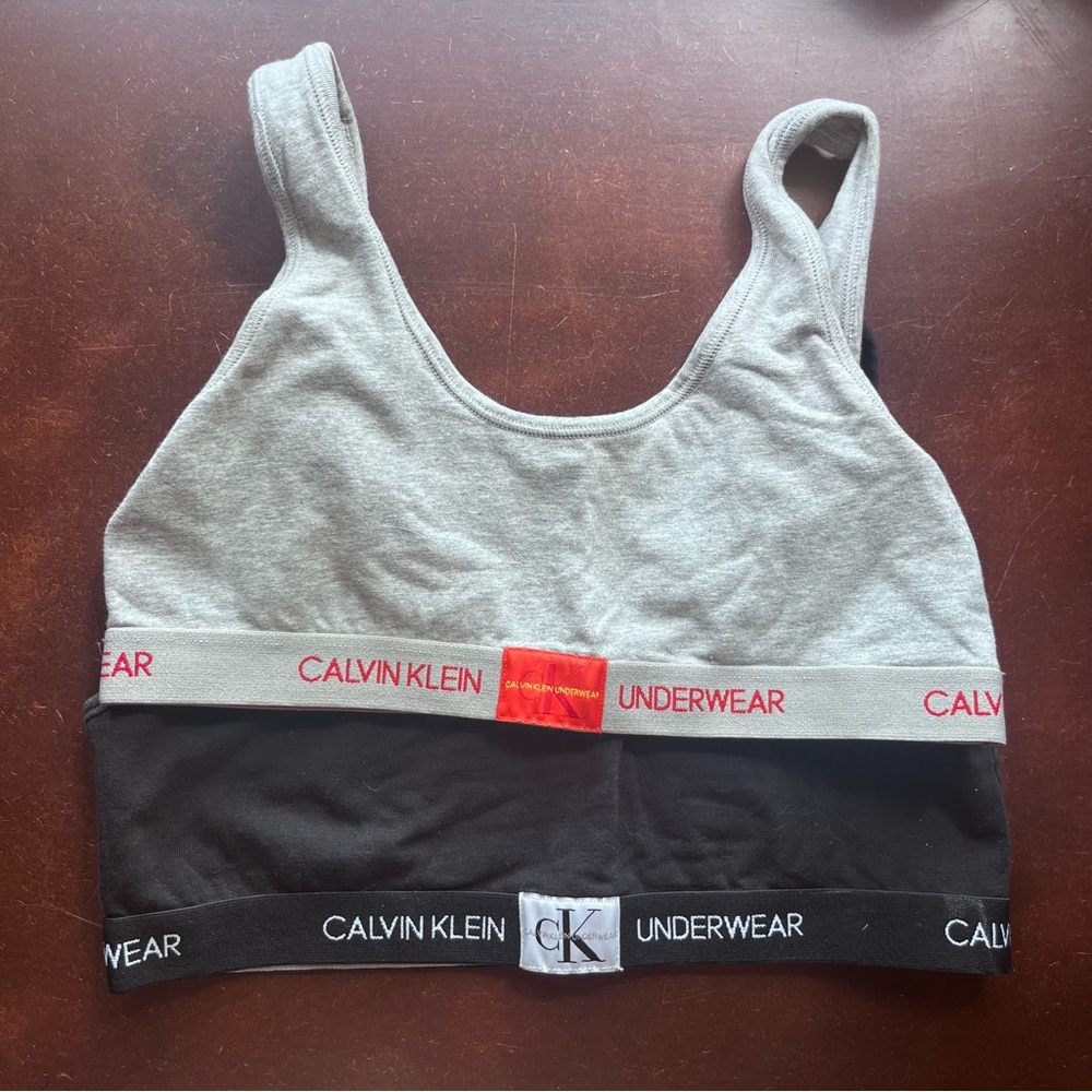 Calvin Klein sports bras , black and grey, kids size XL